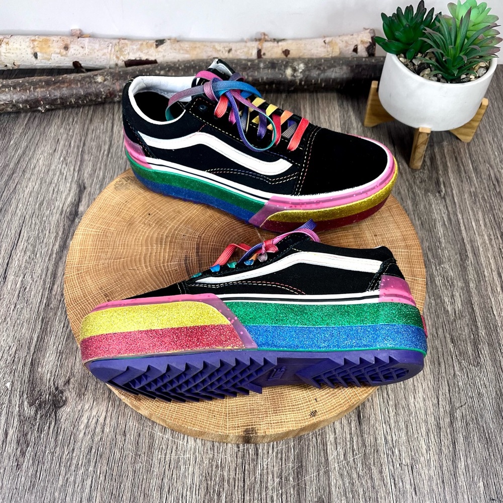 *Vans | Old Skool Unisex Stacked Rainbow Platform Size 5 - Picture 5 of 15